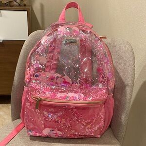 Packed Party transparent pink confetti back pack